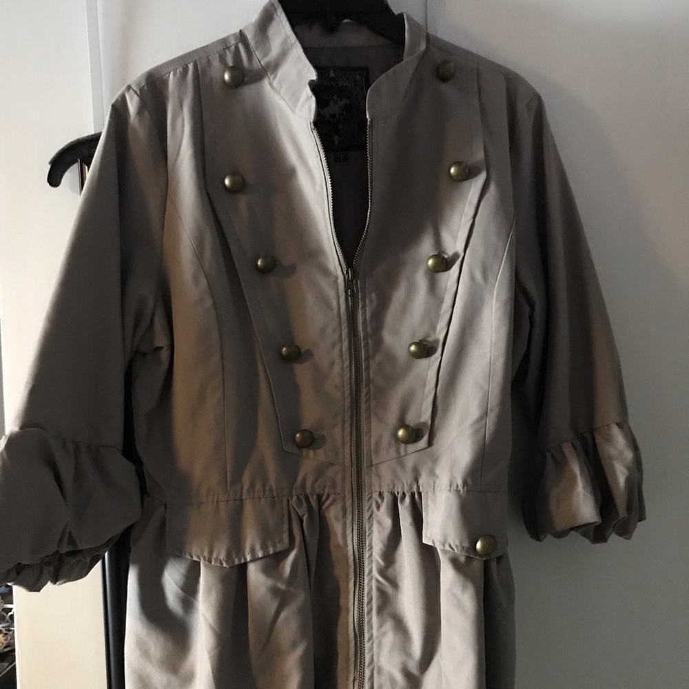 Light gray coat with buttons